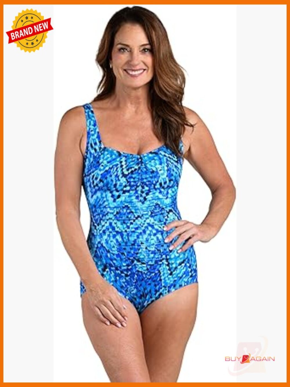 Chlorine Resistant Ruched One Piece Swimsuit with Adjustable Straps Size 16